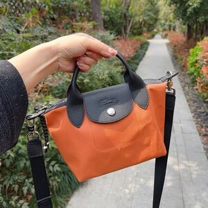 Longchamp Orange and Black Mini Bag